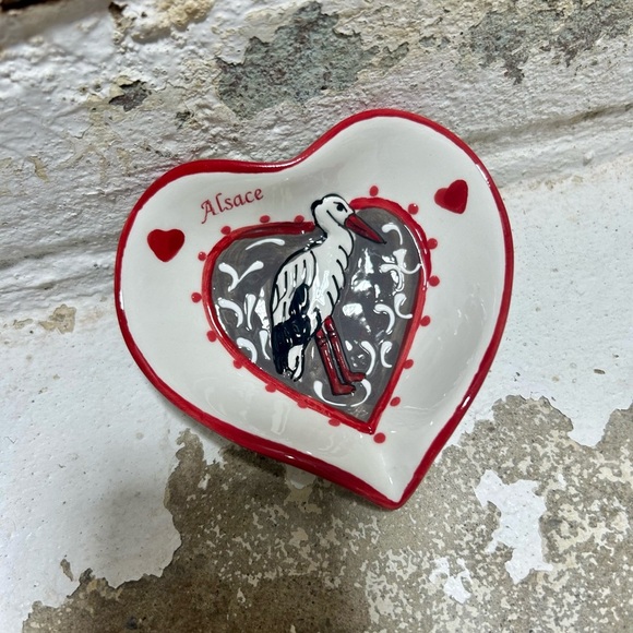 Vintage Heart Shaped Alsace France Ceramic Dish. Made in France. - Picture 5 of 5
